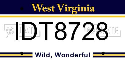 IDT8728 West Virginia License Plate