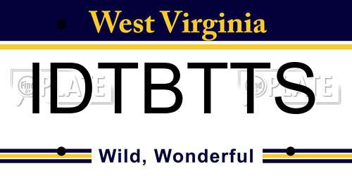 IDTBTTS West Virginia License Plate