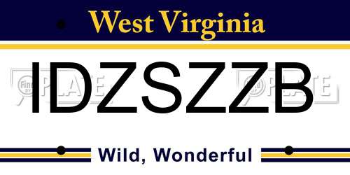 IDZSZZB West Virginia License Plate
