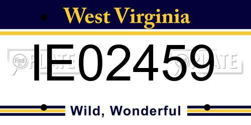 IE02459 West Virginia License Plate