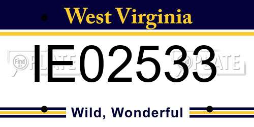 IE02533 West Virginia License Plate