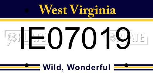 IE07019 West Virginia License Plate