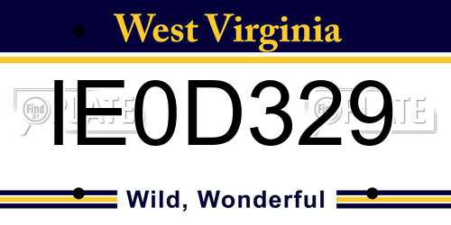 IE0D329 West Virginia License Plate