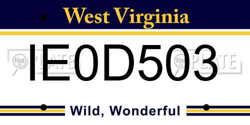 IE0D503 West Virginia License Plate