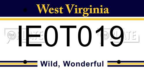IE0T019 West Virginia License Plate