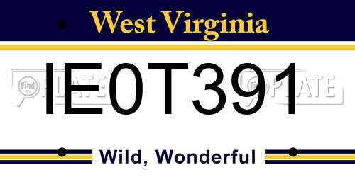 IE0T391 West Virginia License Plate