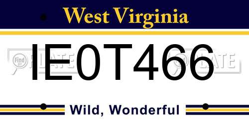 IE0T466 West Virginia License Plate