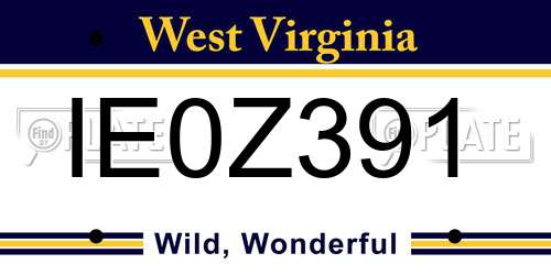IE0Z391 West Virginia License Plate