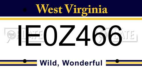 IE0Z466 West Virginia License Plate