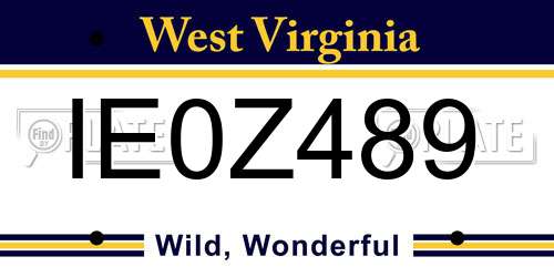 IE0Z489 West Virginia License Plate