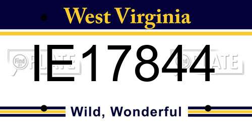 IE17844 West Virginia License Plate