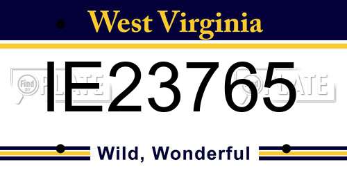 IE23765 West Virginia License Plate