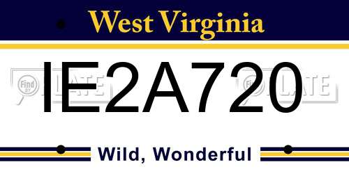 IE2A720 West Virginia License Plate