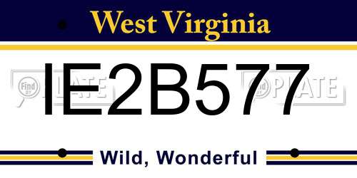 IE2B577 West Virginia License Plate