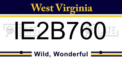 IE2B760 West Virginia License Plate