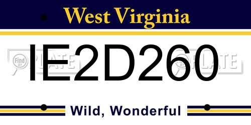 IE2D260 West Virginia License Plate