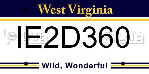 IE2D360 West Virginia License Plate