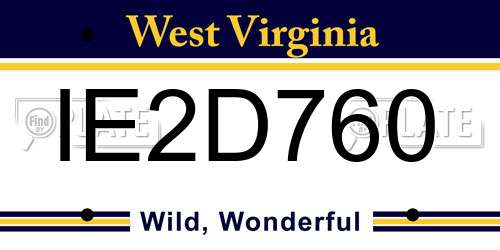 IE2D760 West Virginia License Plate