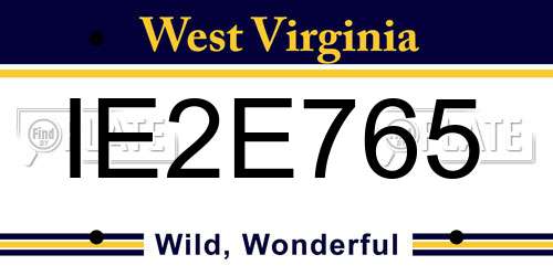 IE2E765 West Virginia License Plate