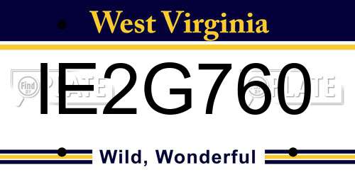 IE2G760 West Virginia License Plate