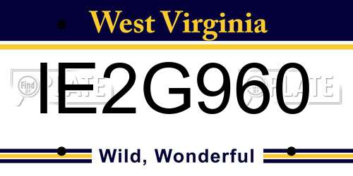IE2G960 West Virginia License Plate