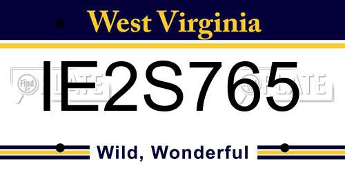IE2S765 West Virginia License Plate