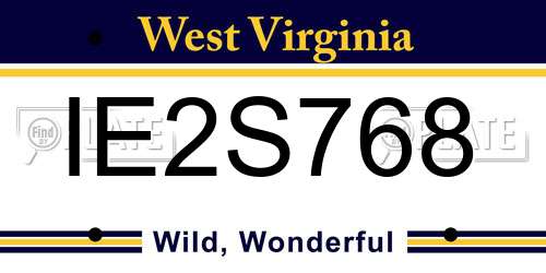 IE2S768 West Virginia License Plate