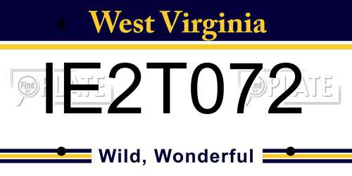 IE2T072 West Virginia License Plate