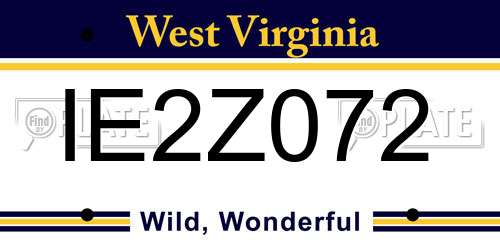 IE2Z072 West Virginia License Plate