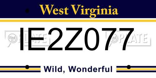 IE2Z077 West Virginia License Plate