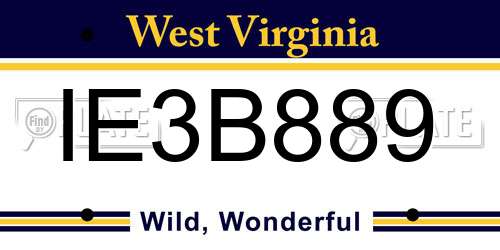 IE3B889 West Virginia License Plate
