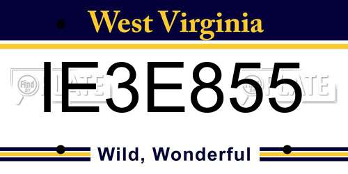 IE3E855 West Virginia License Plate