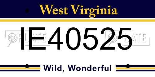 IE40525 West Virginia License Plate