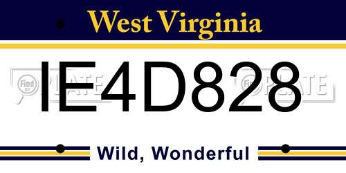 IE4D828 West Virginia License Plate