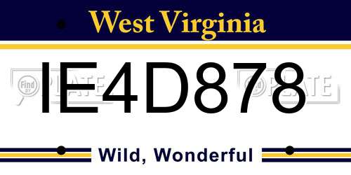 IE4D878 West Virginia License Plate