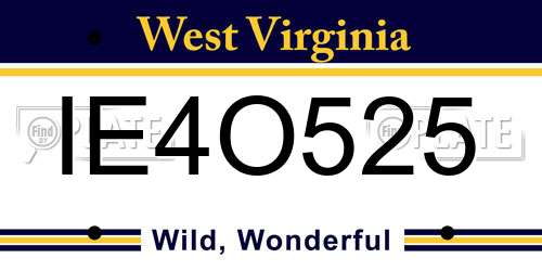 IE4O525 West Virginia License Plate