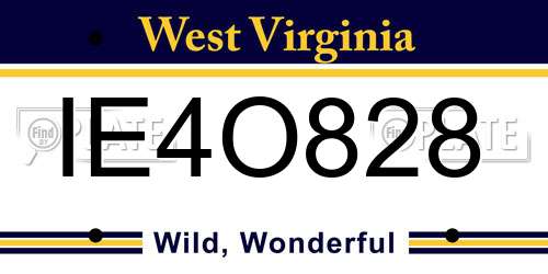 IE4O828 West Virginia License Plate