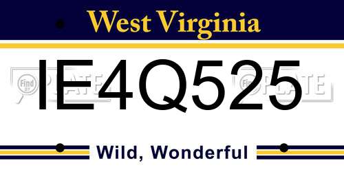 IE4Q525 West Virginia License Plate