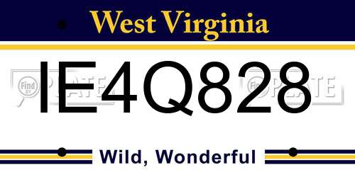 IE4Q828 West Virginia License Plate