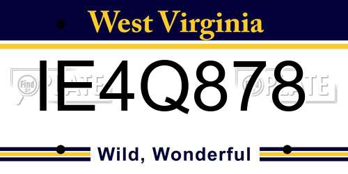 IE4Q878 West Virginia License Plate