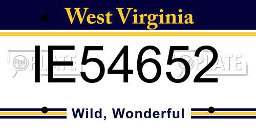 IE54652 West Virginia License Plate