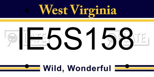 IE5S158 West Virginia License Plate