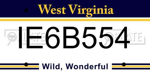 IE6B554 West Virginia License Plate