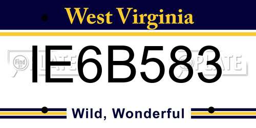 IE6B583 West Virginia License Plate