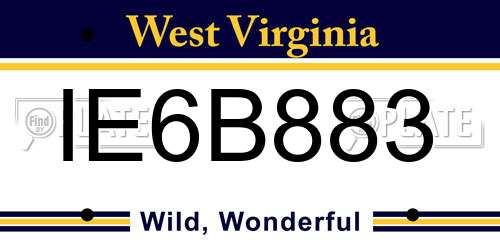 IE6B883 West Virginia License Plate