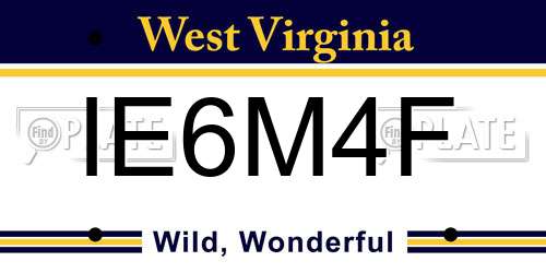 IE6M4F West Virginia License Plate