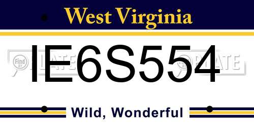 IE6S554 West Virginia License Plate