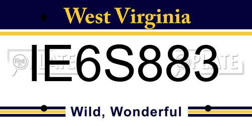 IE6S883 West Virginia License Plate