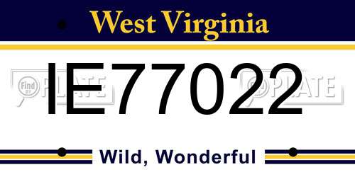 IE77022 West Virginia License Plate