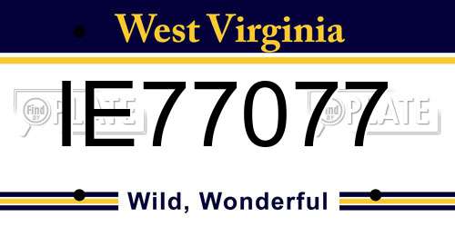 IE77077 West Virginia License Plate